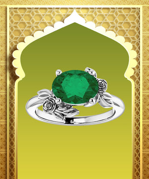 18k Emerald Crystal Rose Ring