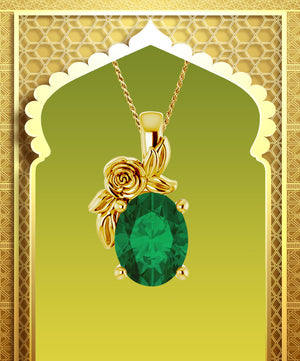 18k Emerald Crystal Rose Necklace
