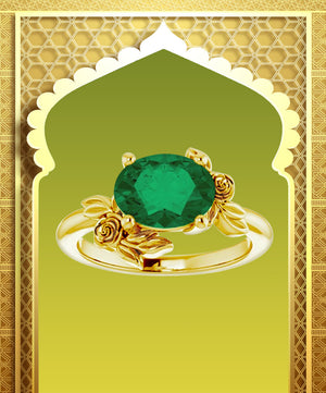 18k Emerald Crystal Rose Ring
